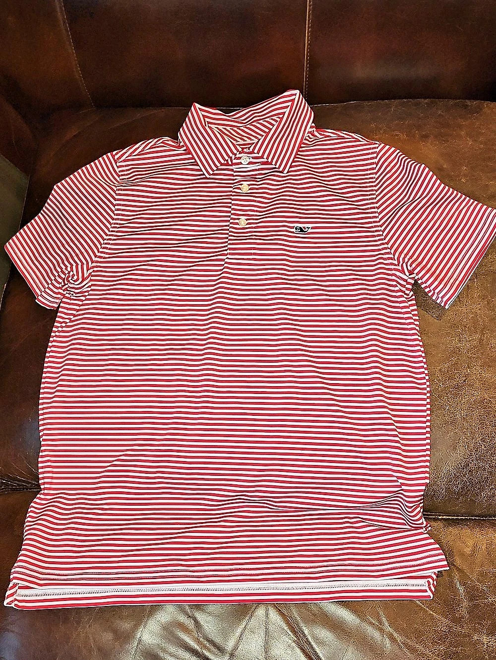 vineyard vines Sankaty Striped Polo in Red & White Size Kids Large Like New